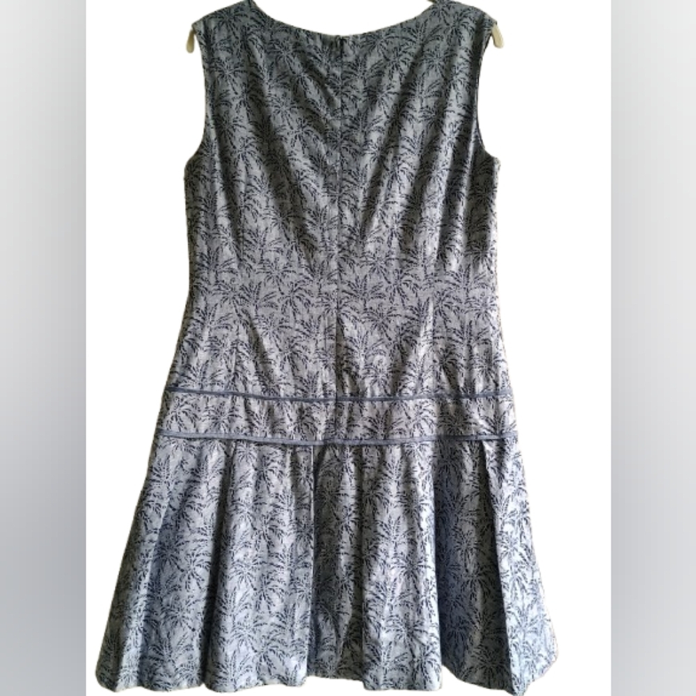 J.Crew Women's Palm Jacquard Drop Waist Dress Size 10 Linen Academia - Picture 3 of 16
